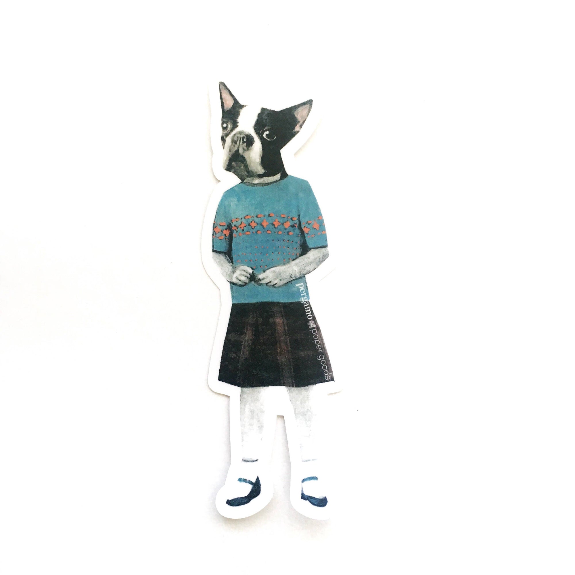 Boston Terrier Girl Vinyl Sticker