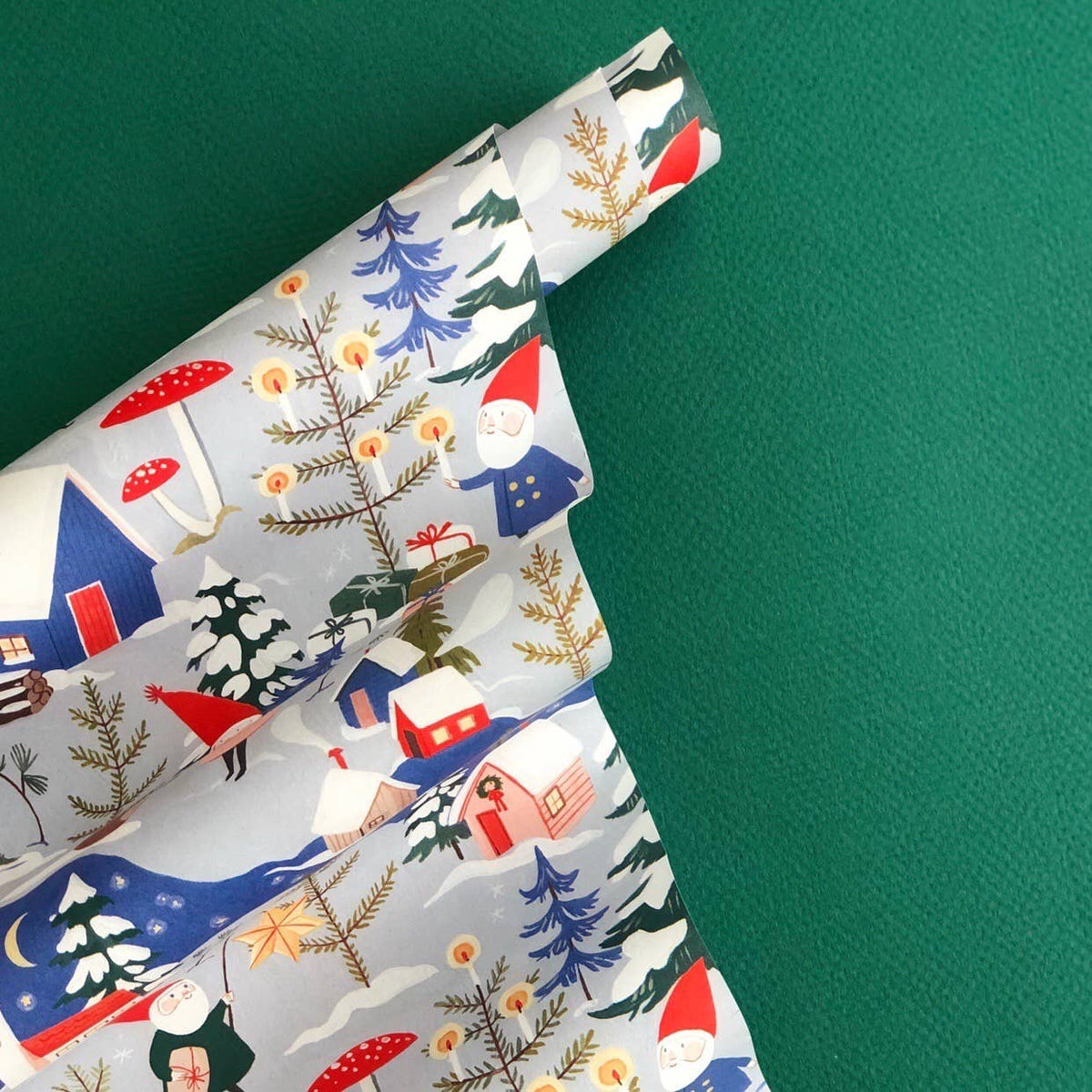 Holiday Gnomes holiday wrapping paper -roll of 3 sheets