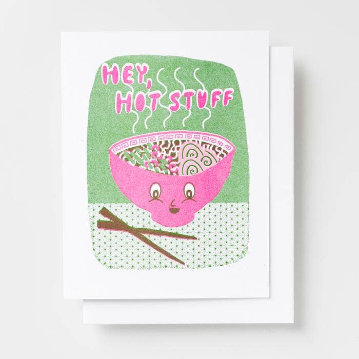 Hey Hot Stuff Ramen - Risograph Card