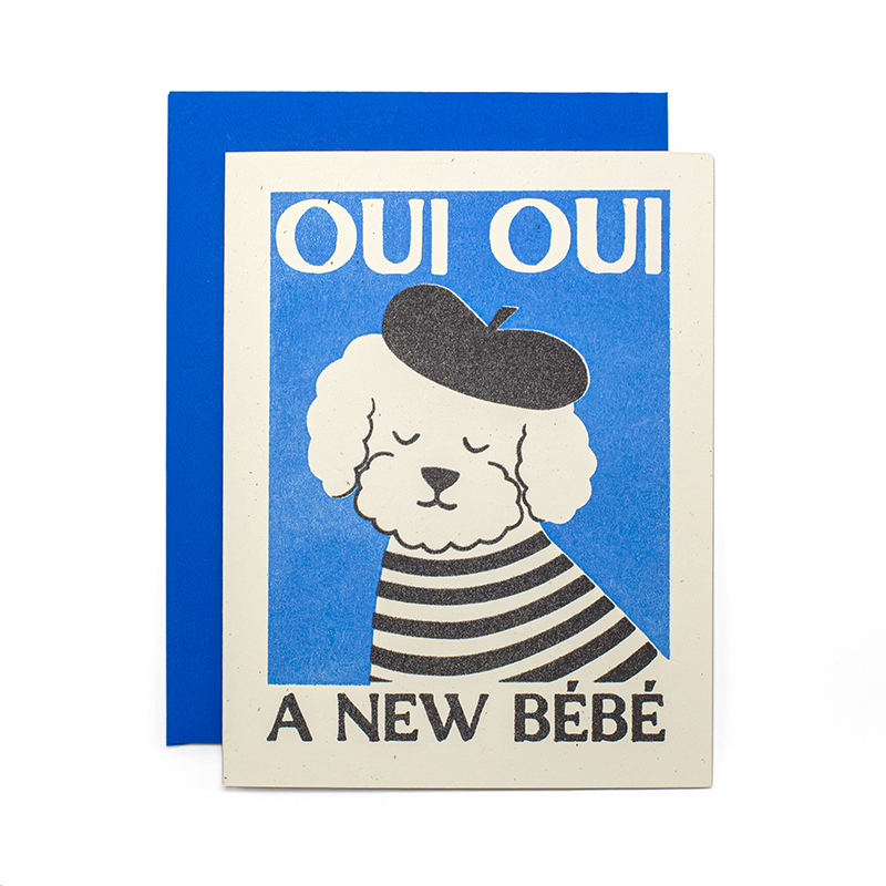 Oui Oui, a New Bébé - Risograph Card