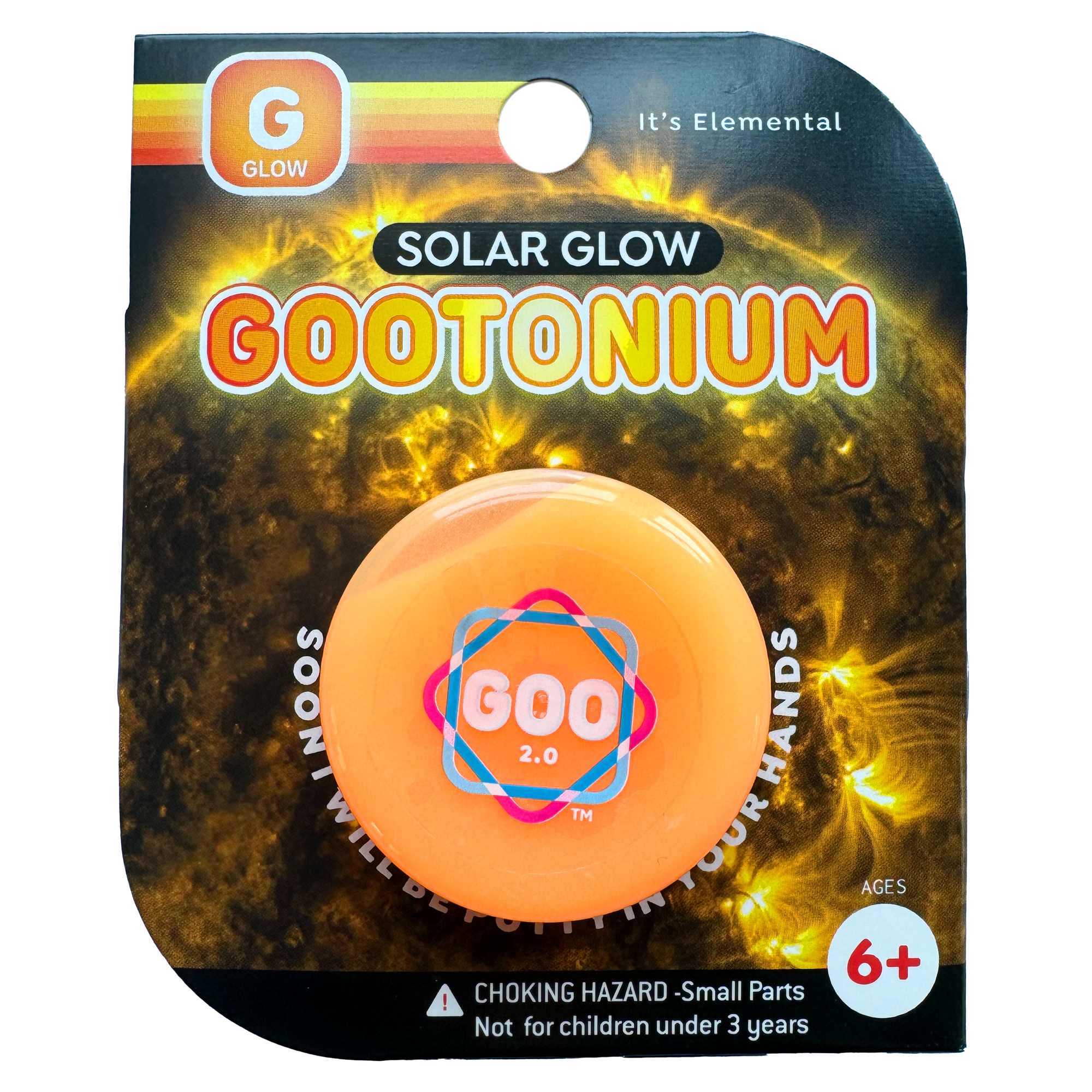 Packaging of Solar Glow Gootonium with a glowing effect