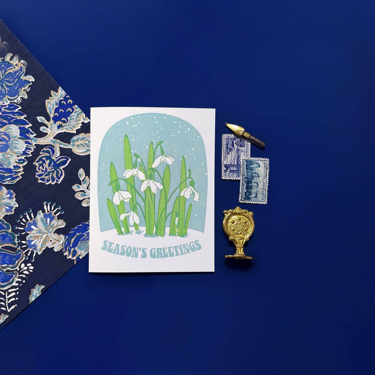 Seasons Greeting Snowdrop - Letterpress Holiday Card