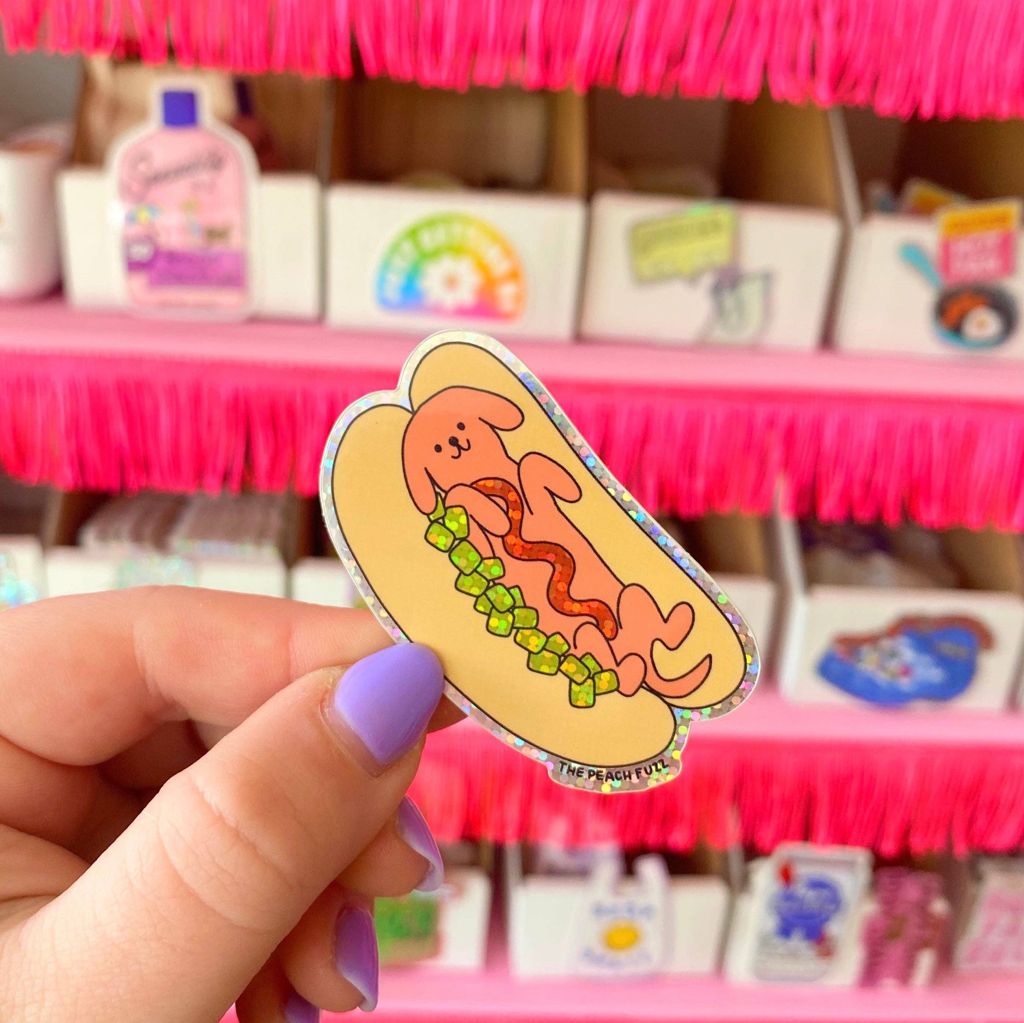 Hot Doggy Dog Glitter Sticker