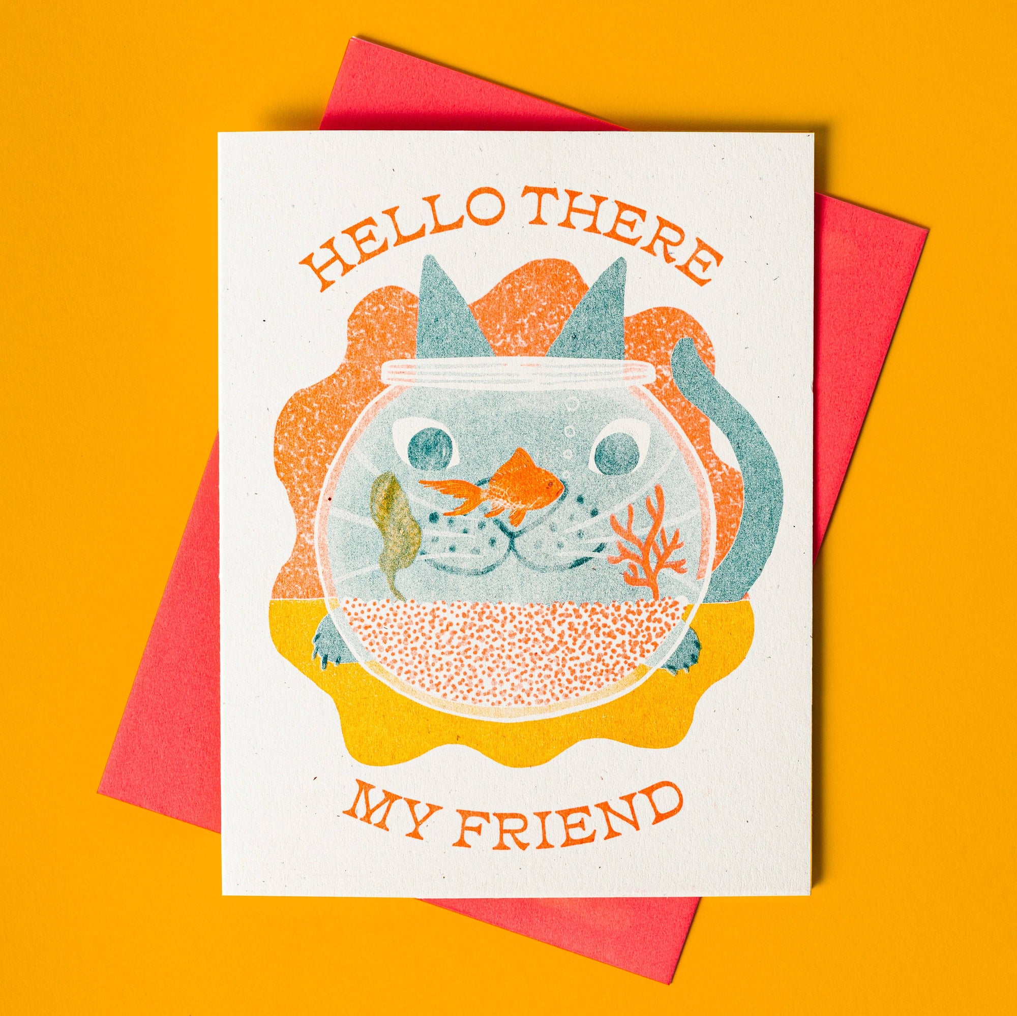 Hello There My Friend - Risograph Greeting Card -hello