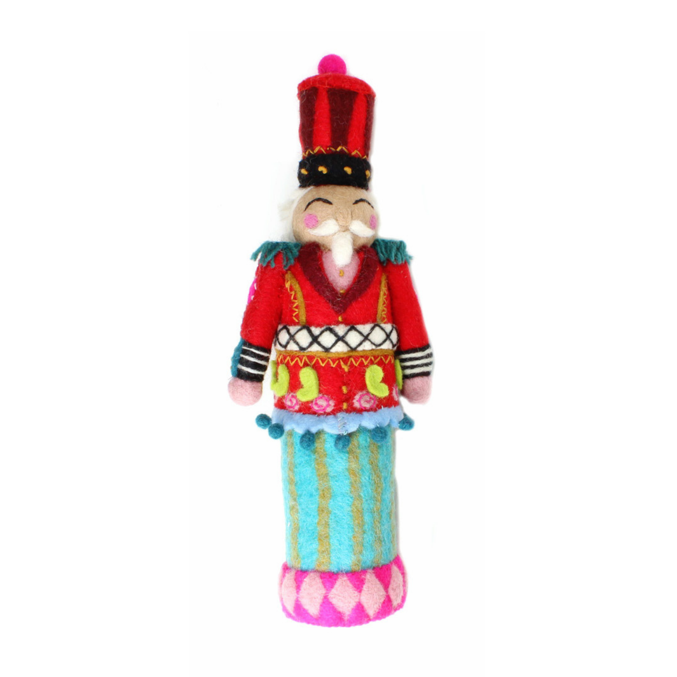 Colorful Nutcracker toy figure on a white background