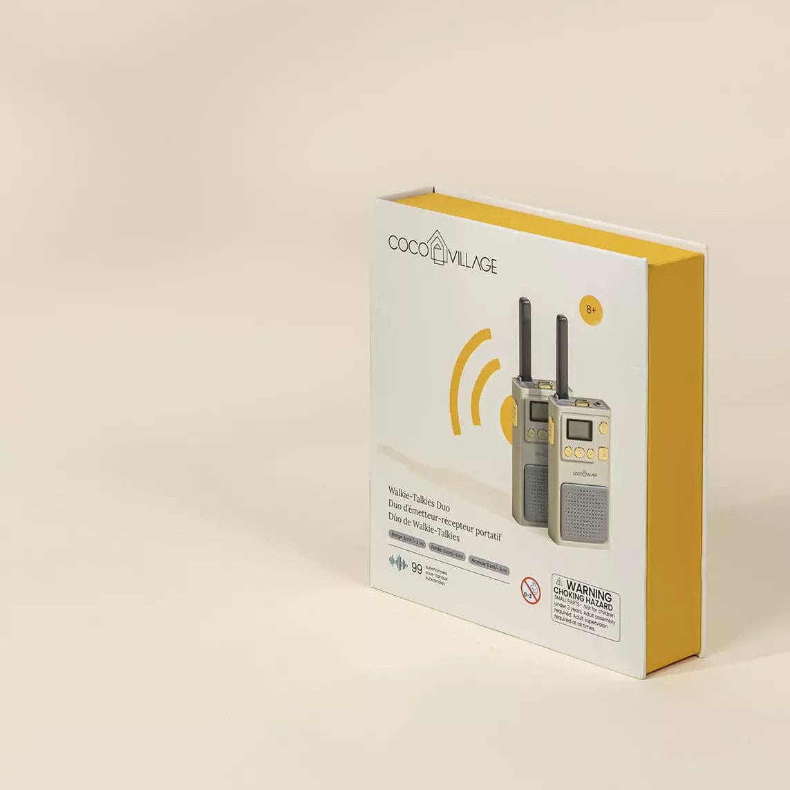Packaging of a walkie-talkie with a beige background