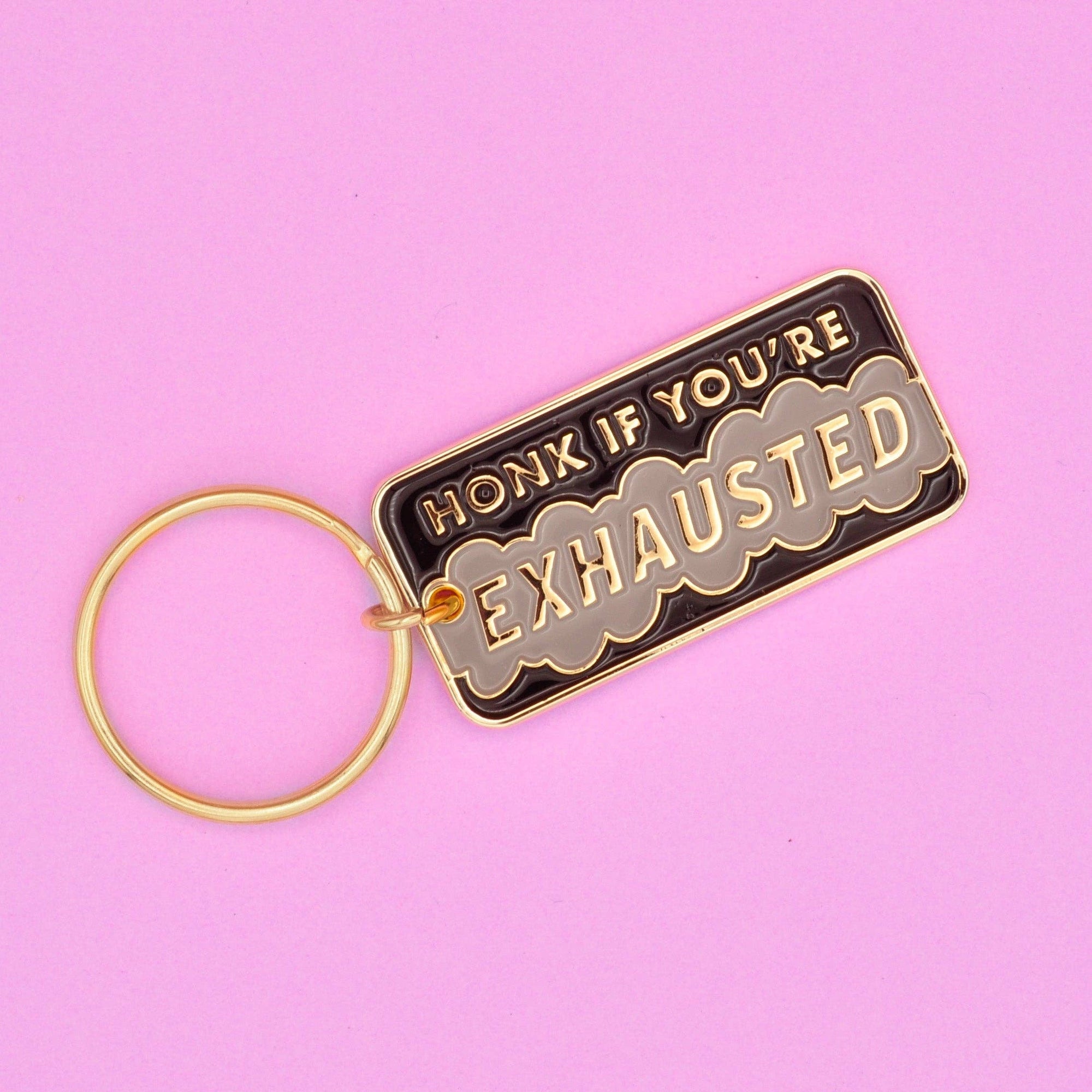 Honk If You’re Exhausted Enamel Keychain