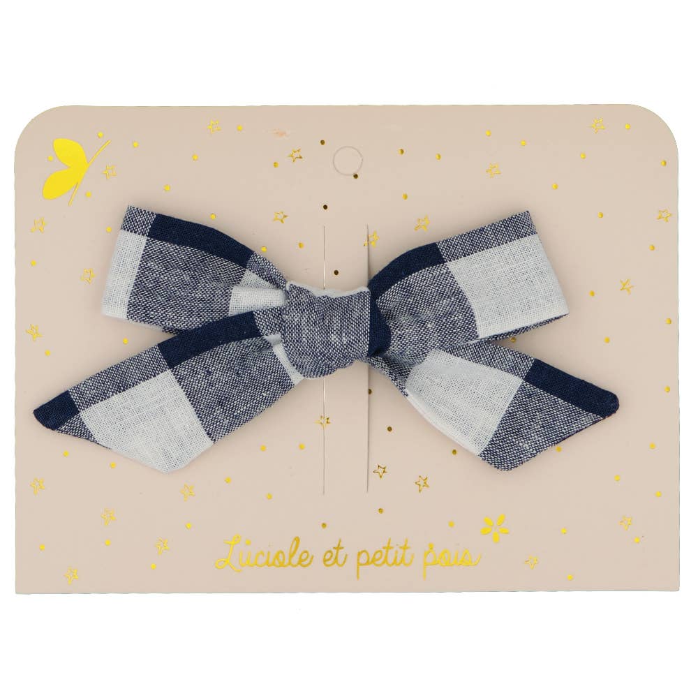 Princess bow clip - Navy plaid