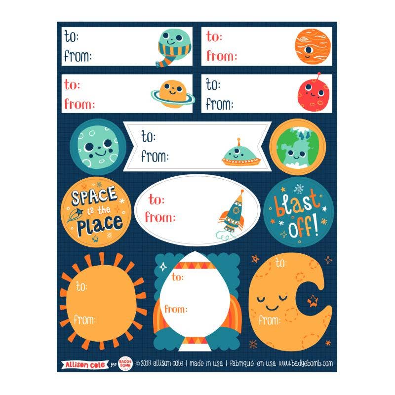 Space Gift Label Stickers