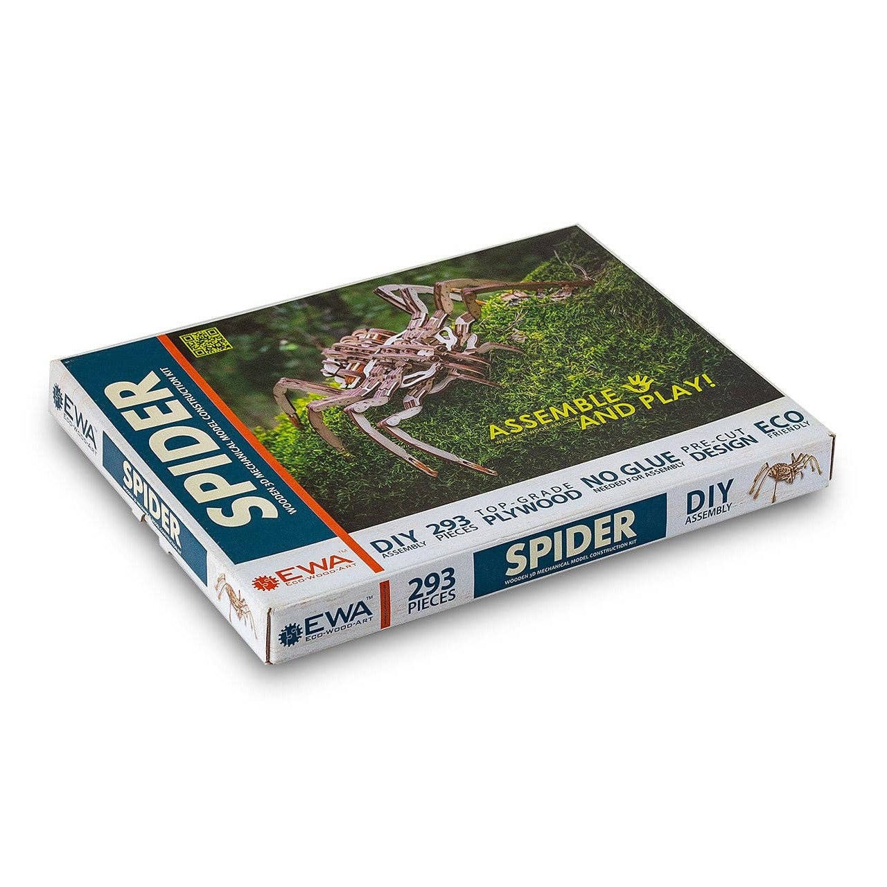 Box of a spider-themed building set with branding on a white background