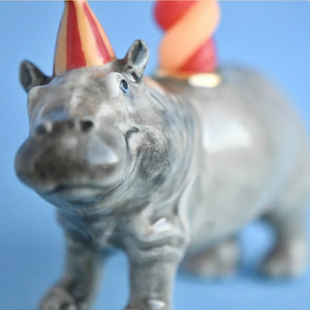 Porcelain Animal Cake Topper -hippo