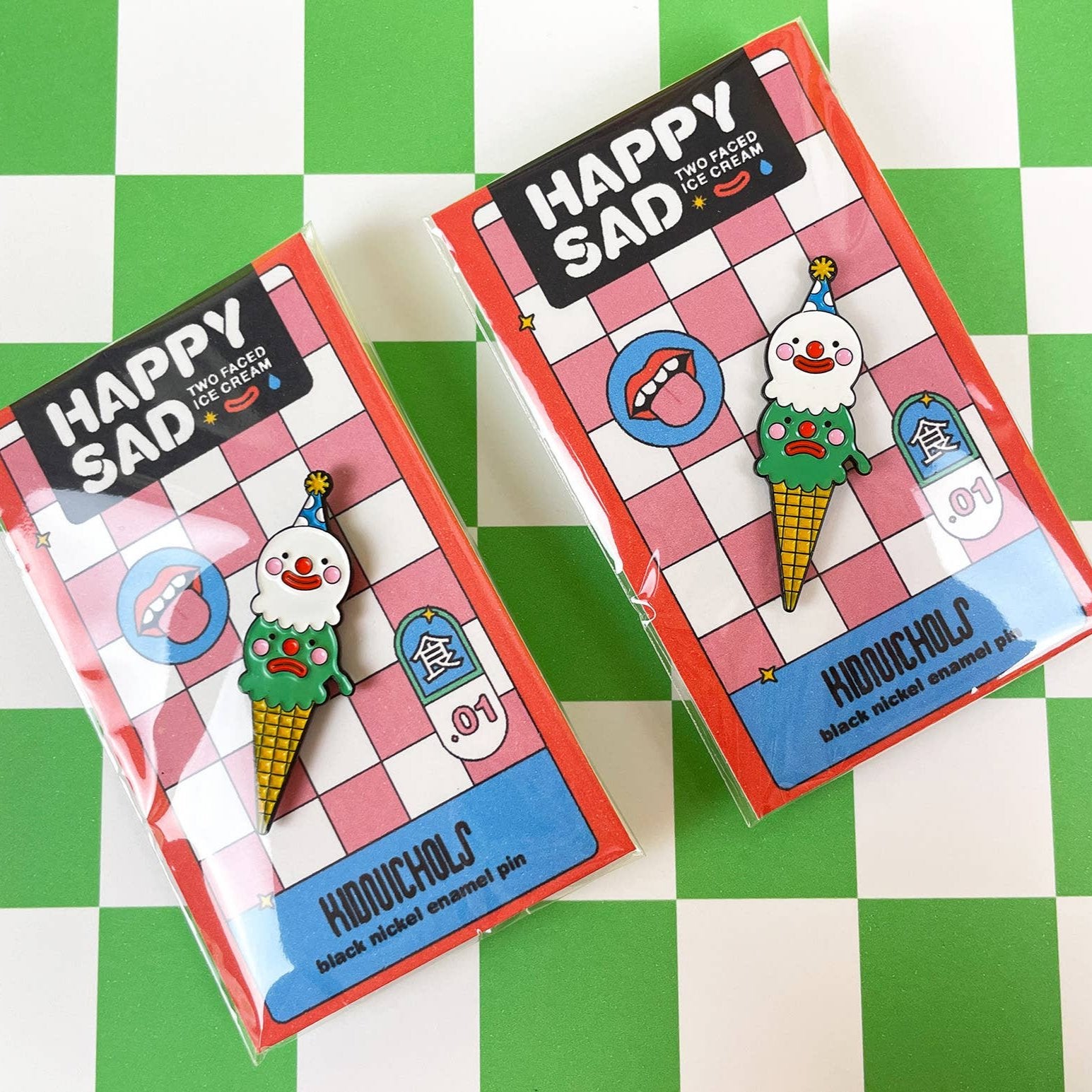 *B-Grade* Happy/sad Ice Cream Hard Enamel Pin