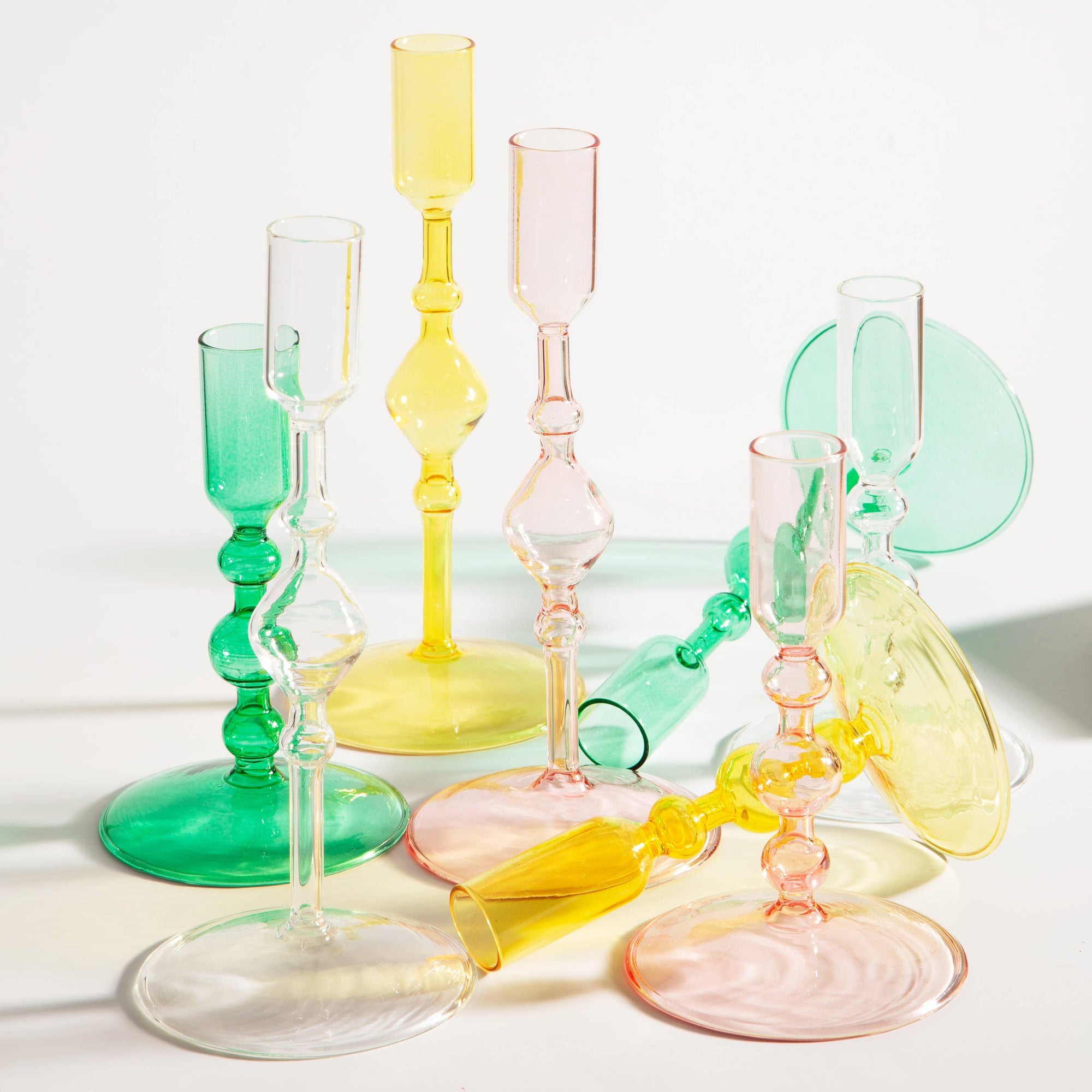 Tall Glass Candlestick Holder -clear