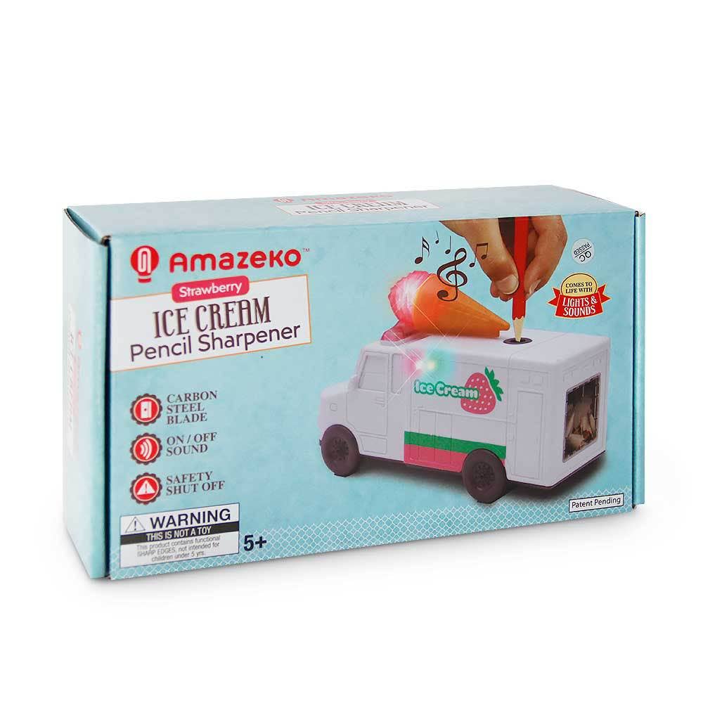 Amazeko Strawberry Ice Cream Pencil Sharpener packaging on a white background