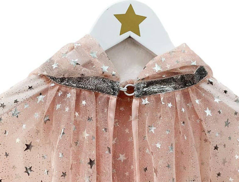Pink Fairy Cloak with Silver Stars (4-10yrs)