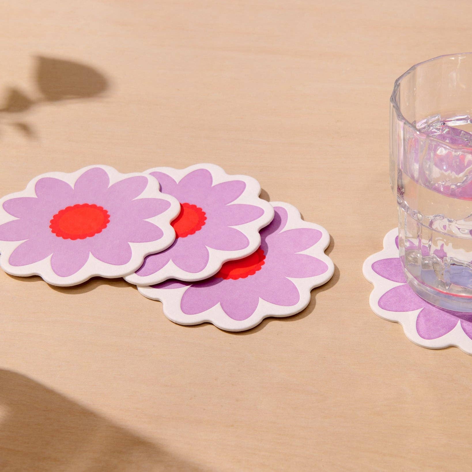 Letterpress Reusable Vellum Coasters—Blume Lilac