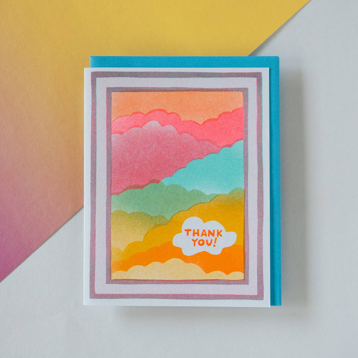 Colorful card with 'THANK YOU!' text on a multicolored background