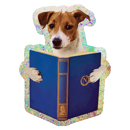 Glitter Holographic Sticker, Reading Dog by Toiletpaper