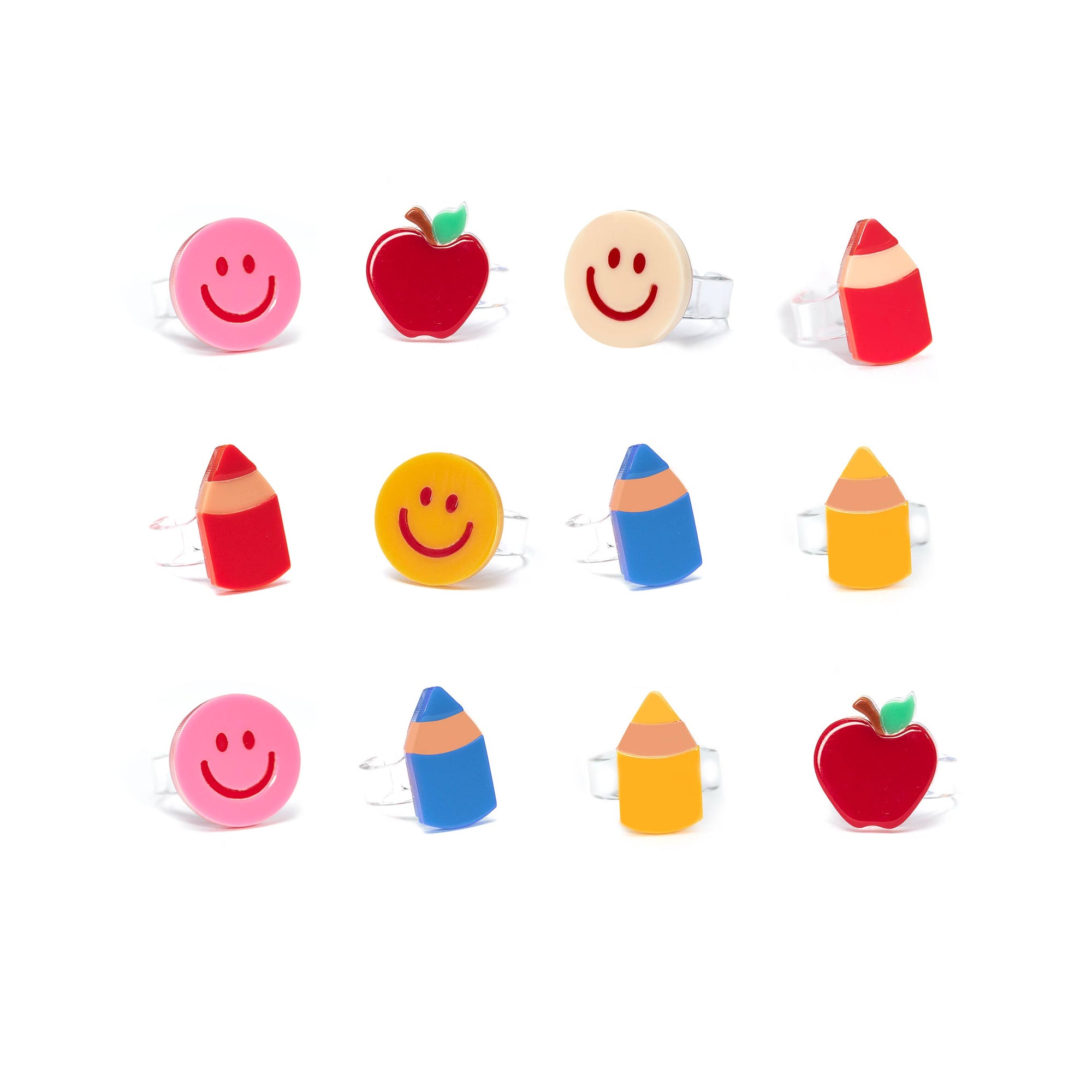 Happy Face Pencils Apple Rings