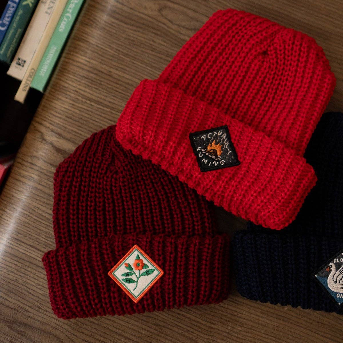 Patched Beanie  - Chunky Knit Toque