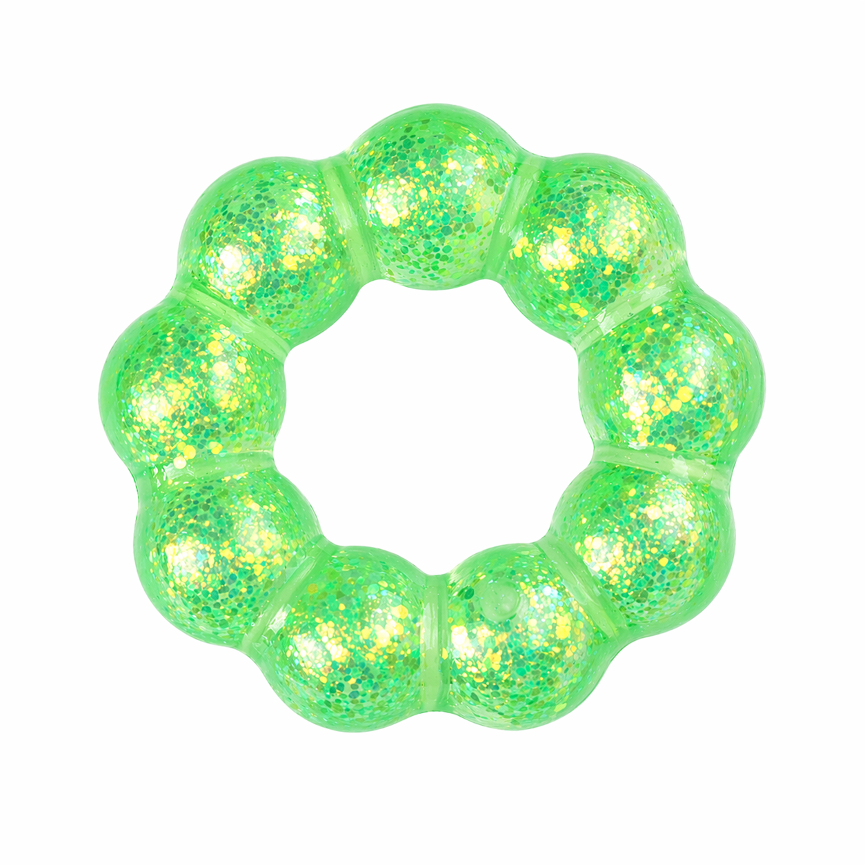 Green glittery ring on a white background