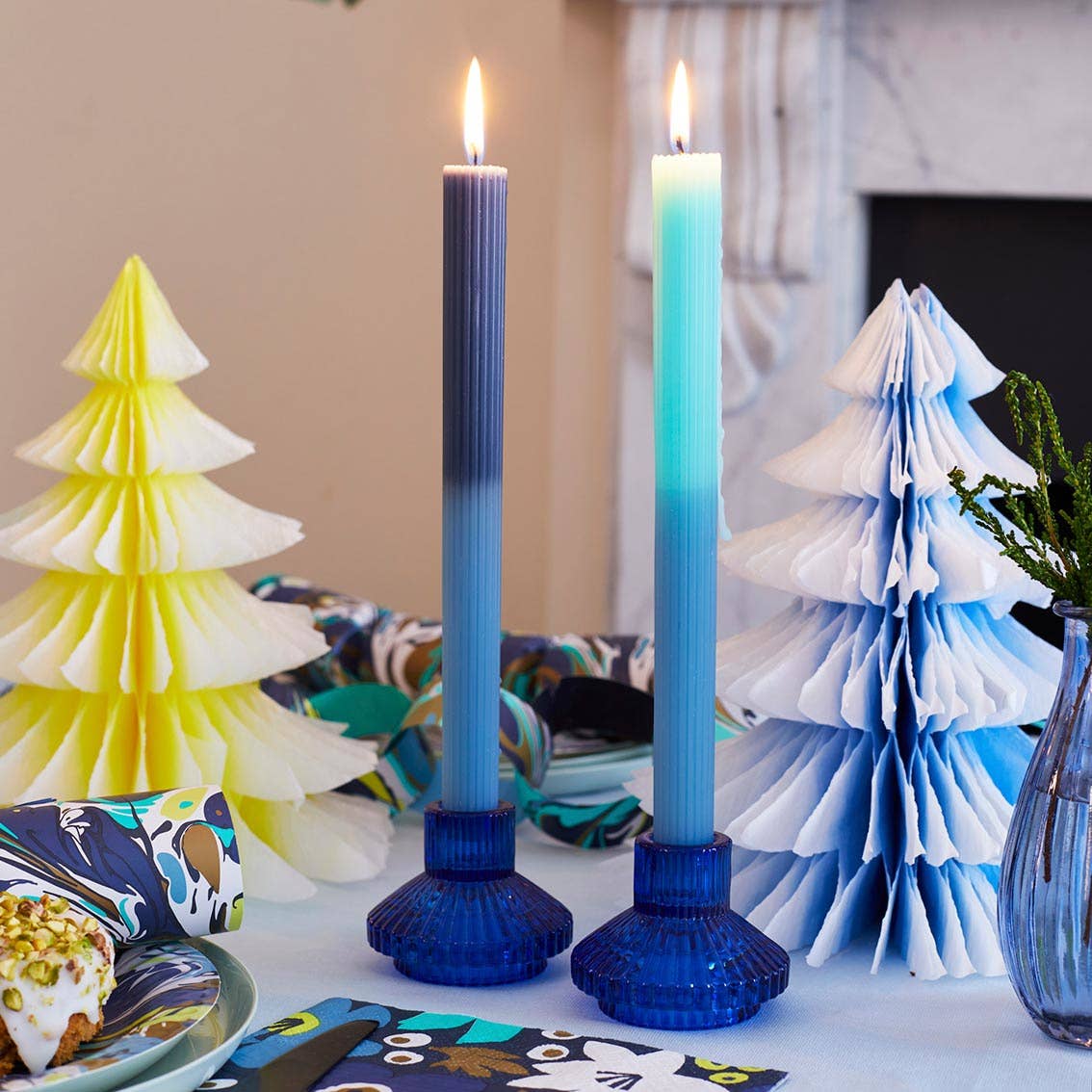 Small Cobalt Blue Glass Candle Holder