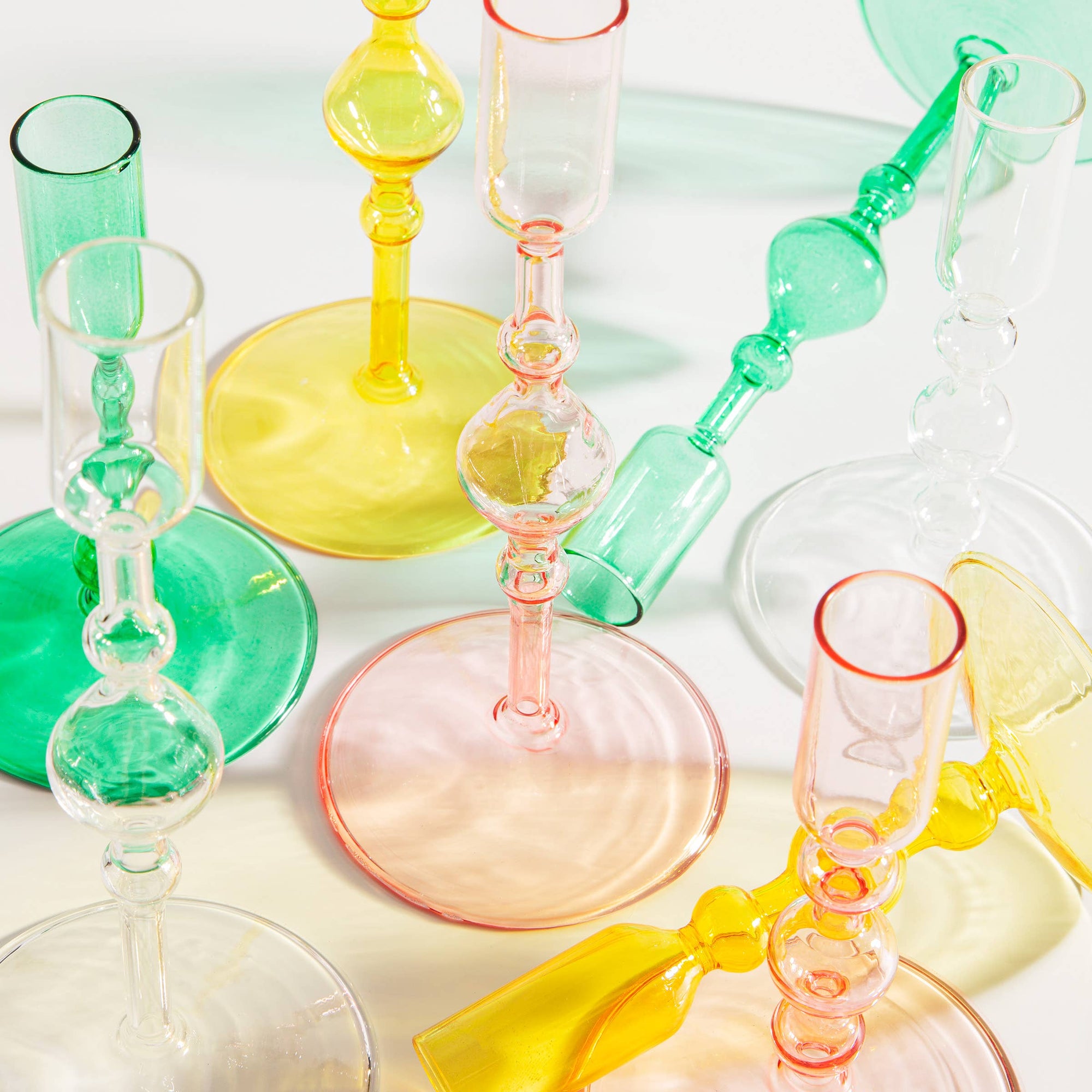 Tall Glass Candlestick Holder -clear