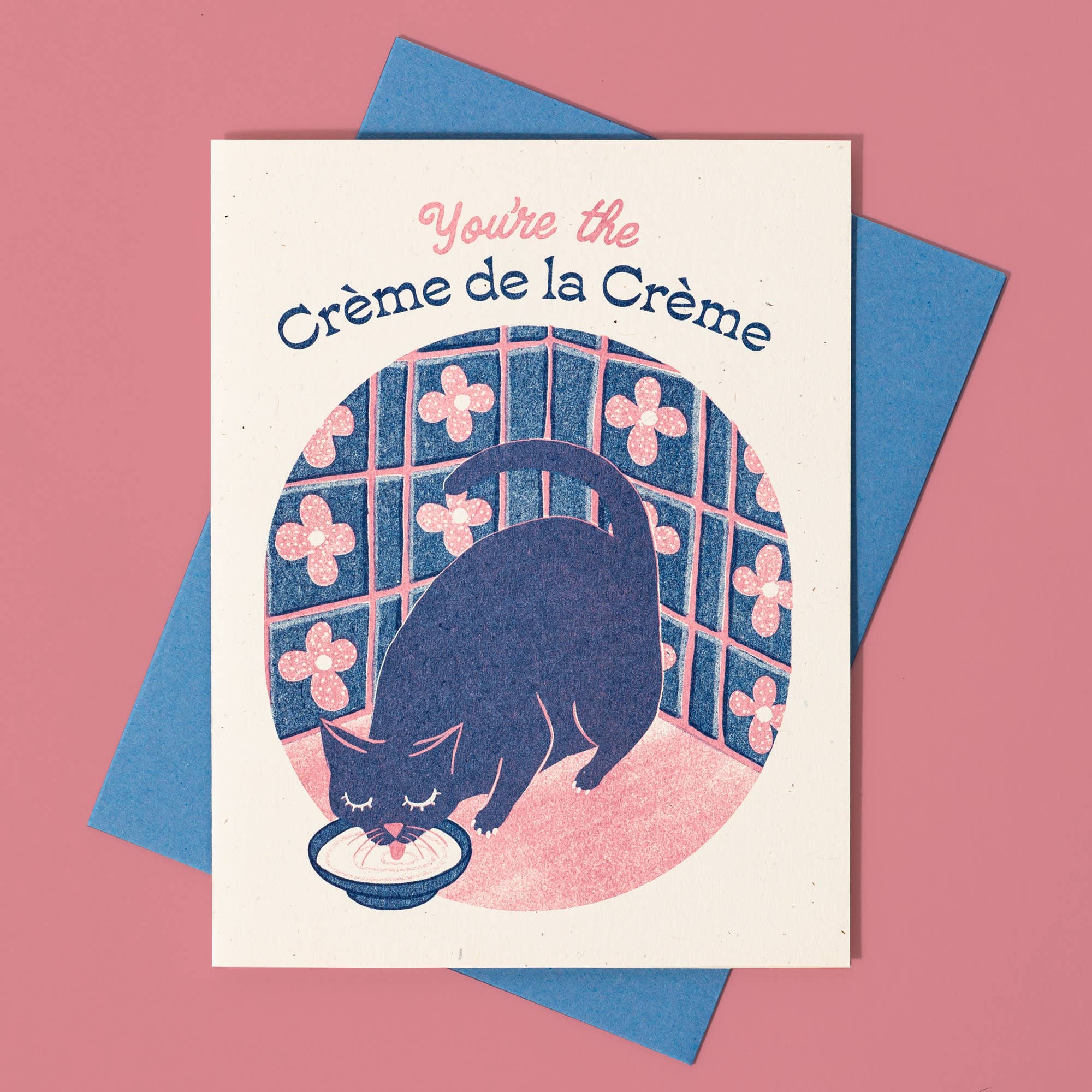 Crème de la Crème Cat - Risograph Card