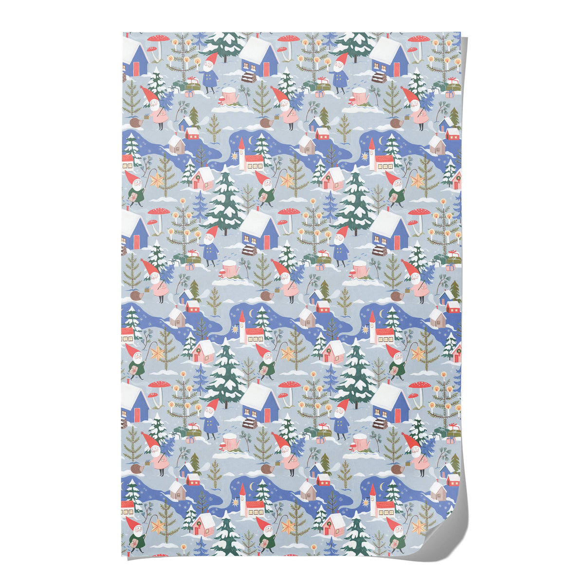 Holiday Gnomes holiday wrapping paper -roll of 3 sheets