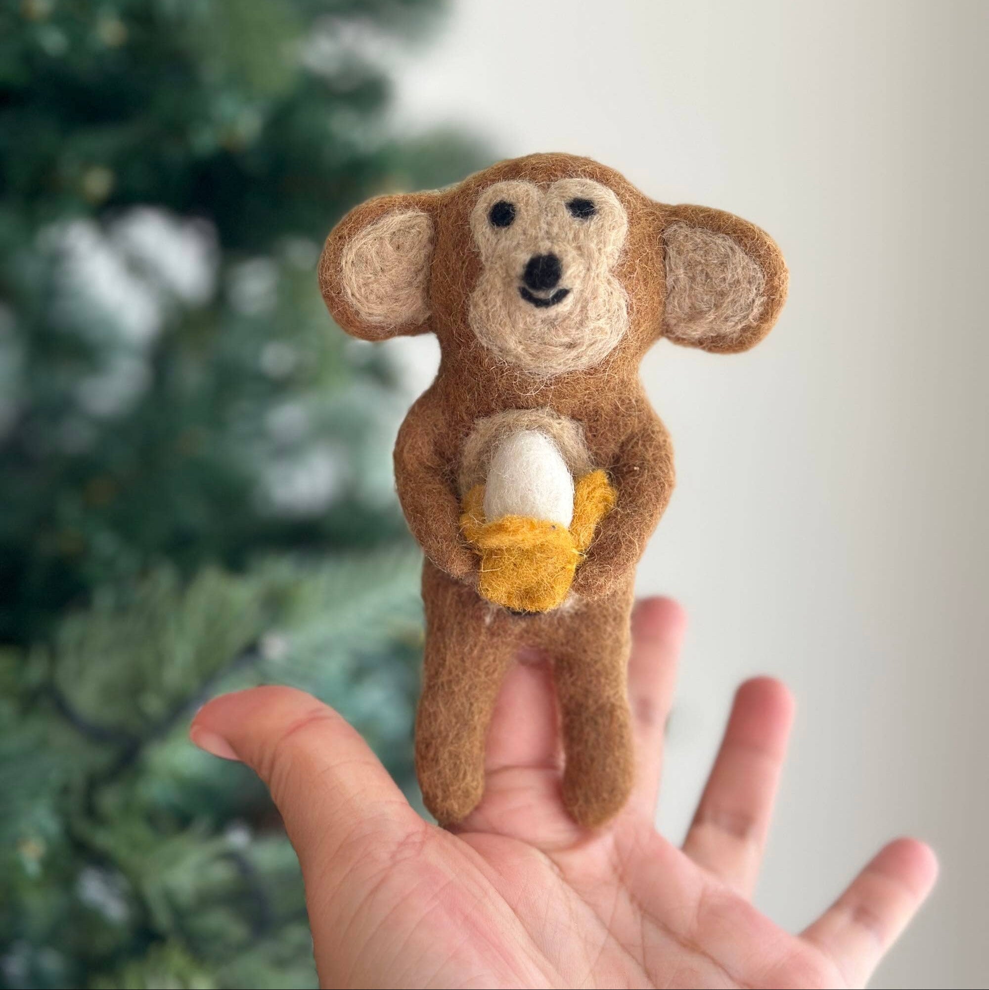 Felt Finger Puppet: Monkey Holding Banana