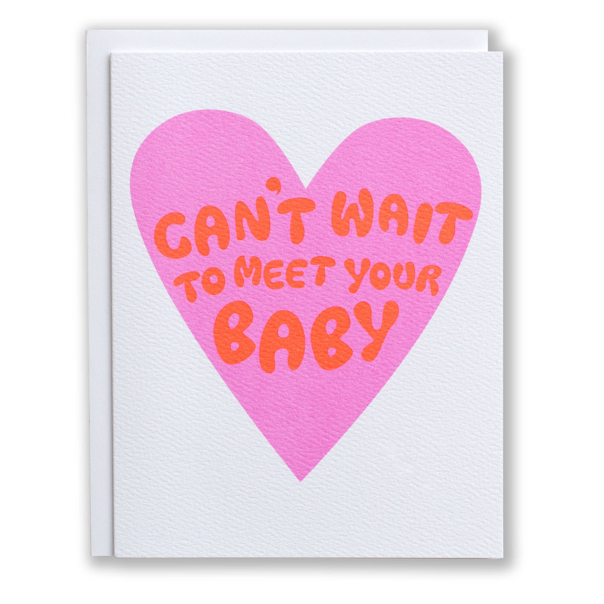 Can't Wait to Meet Your Baby Heart Note Card in Neons
