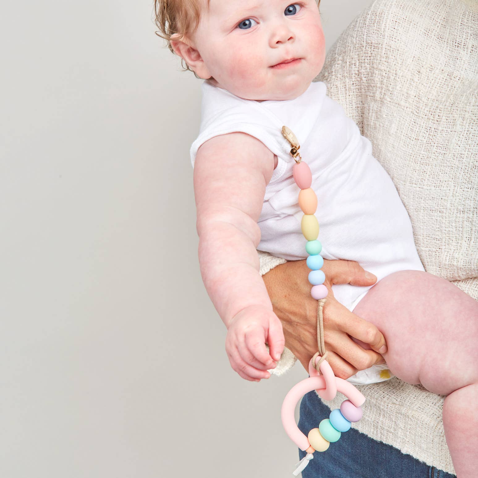 Rainbow Sherbet Arch Ring Teether + Clip Set