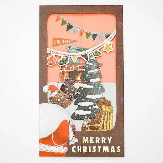 Christmas-themed product packaging with festive illustrations and 'Merry Christmas' text.