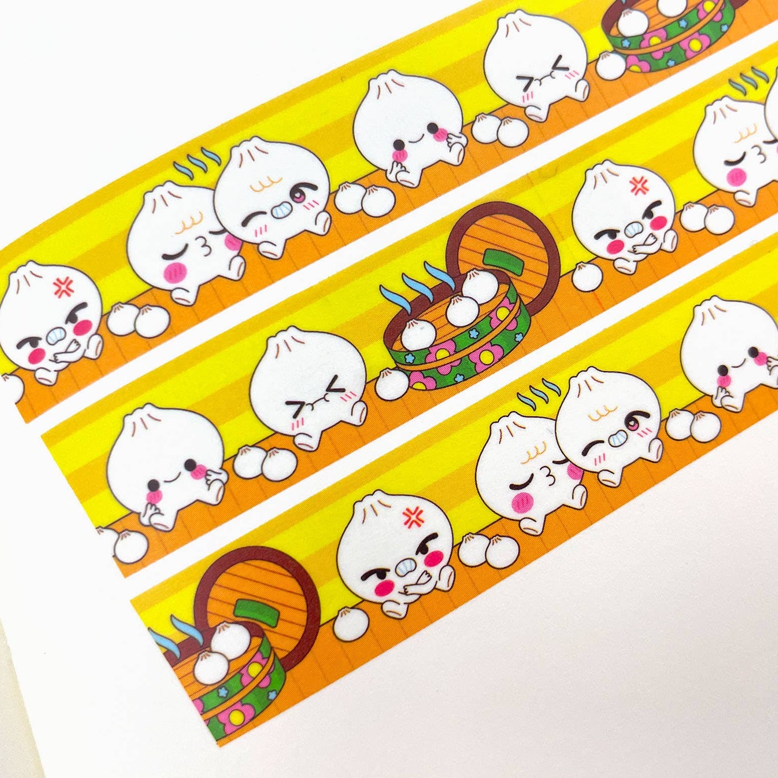 Set of cartoon character stickers with a yellow border on a white background