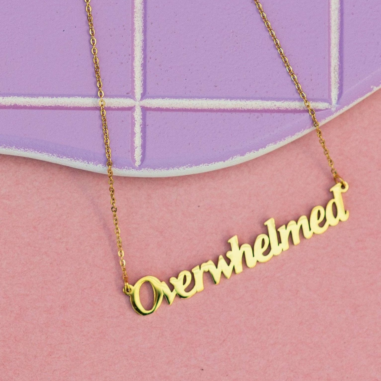 Overwhelmed Nameplate Necklace