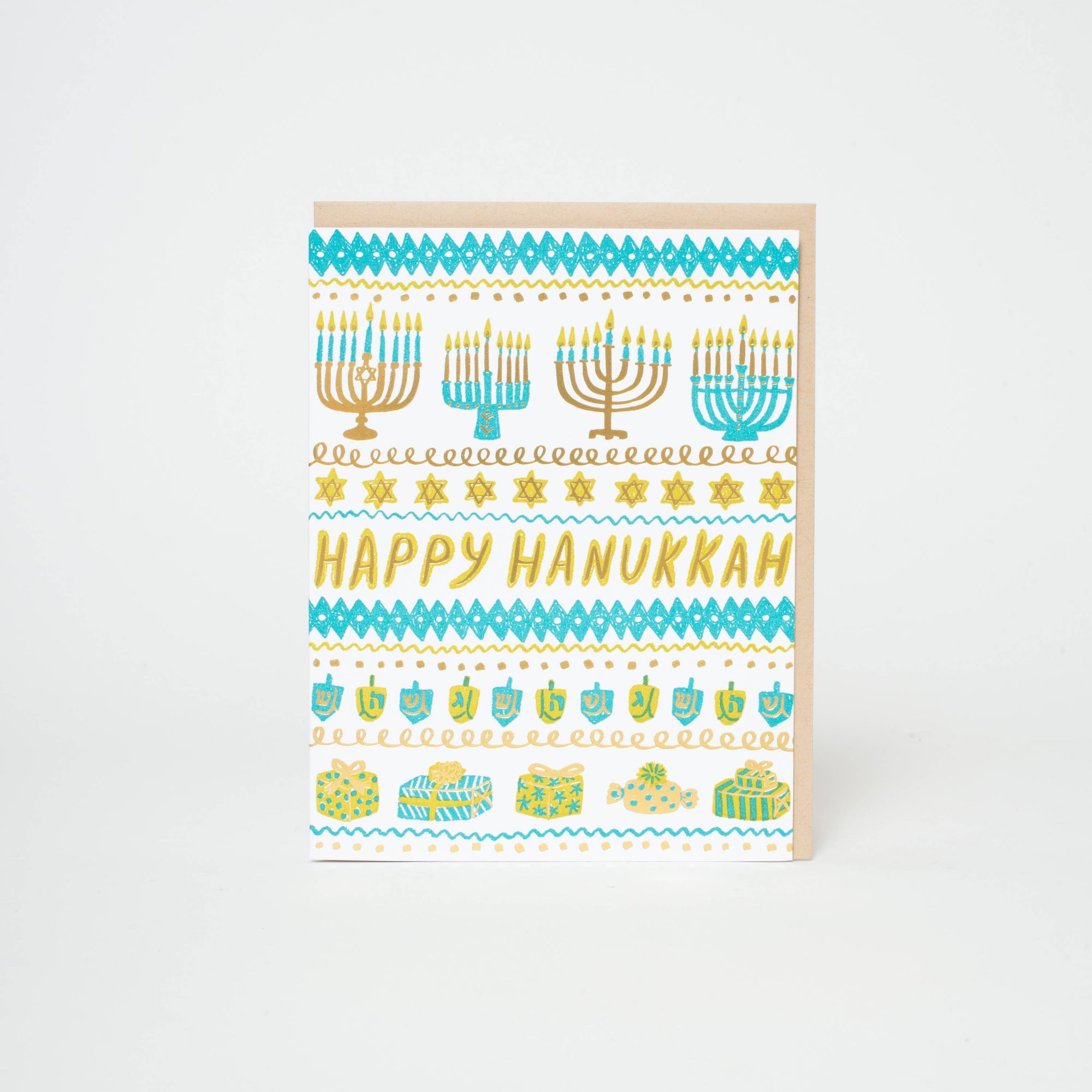 Hanukkah Stripes Letterpress Greeting Card - Phoebe Wahl