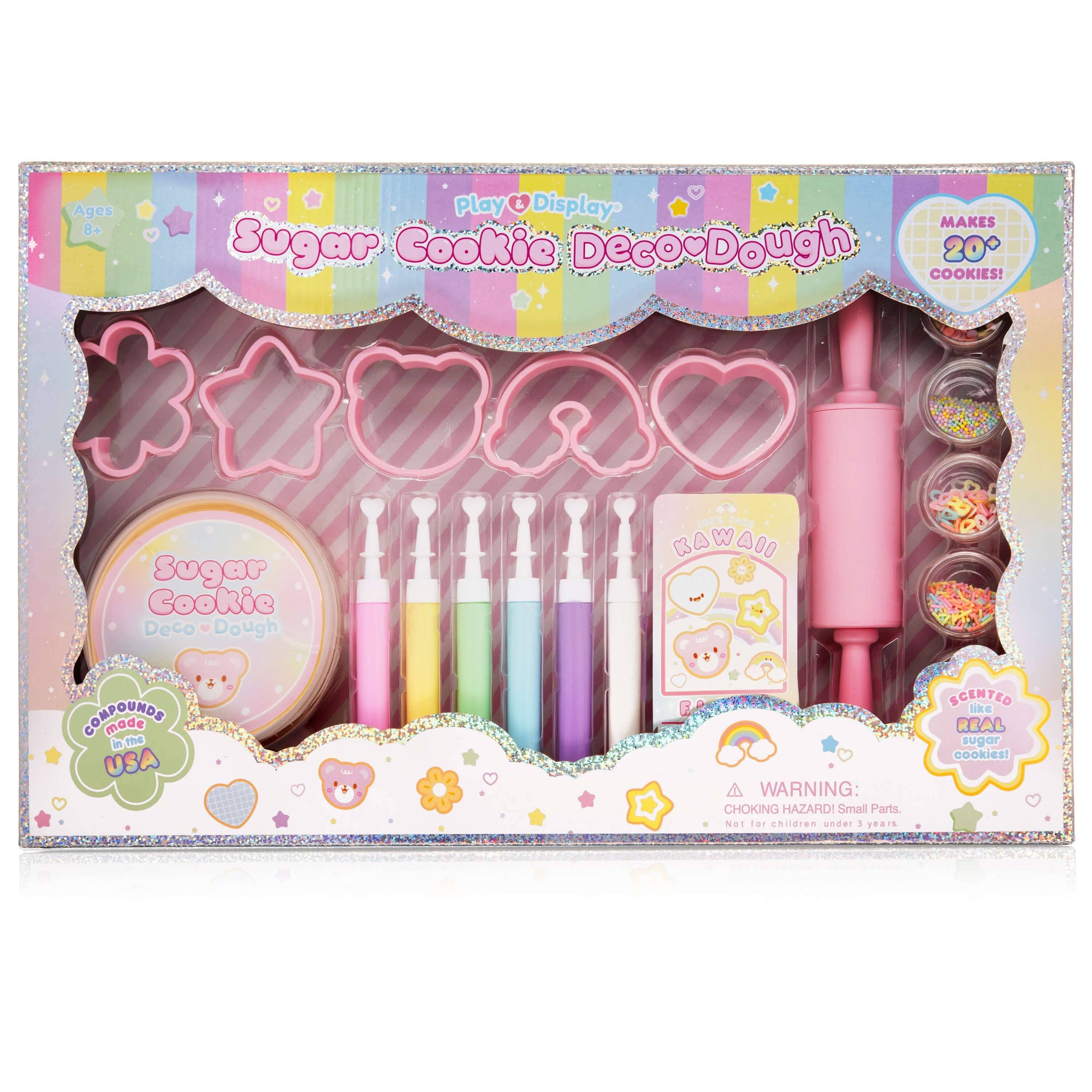 Play-Doh Sugar Cookie Deco Dough set packaging with tools and rolling pin.