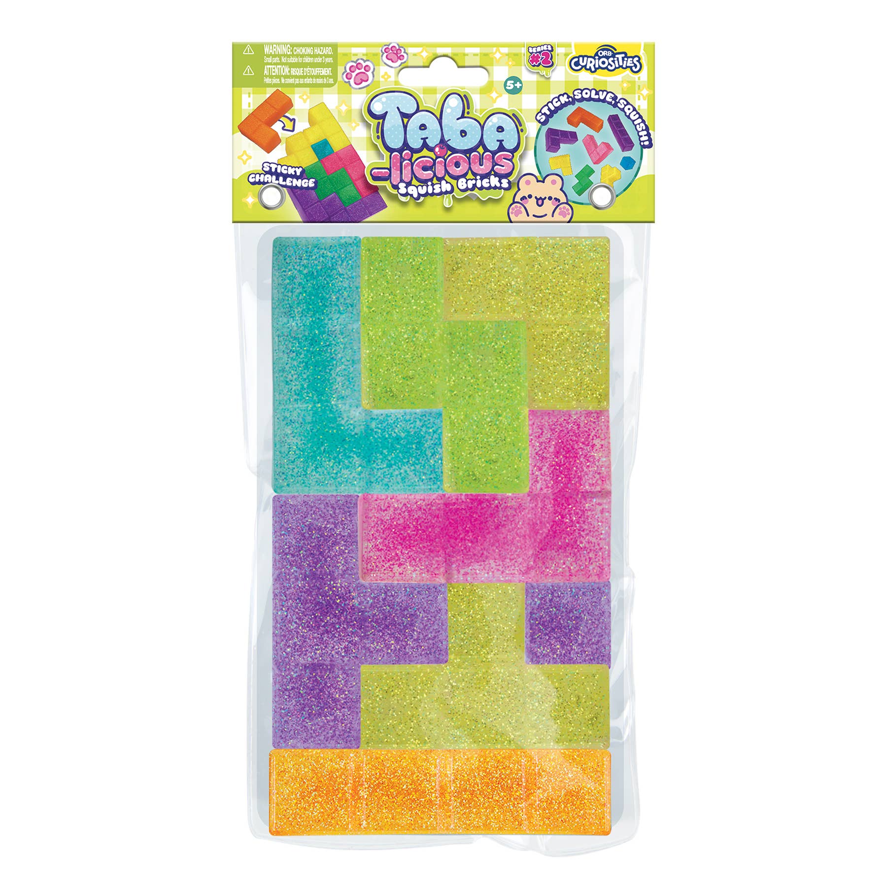 Packaged colorful gummy blocks with Taba brand on a white background