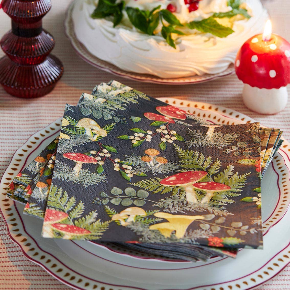 Mushroom Christmas Napkin (20Pk)