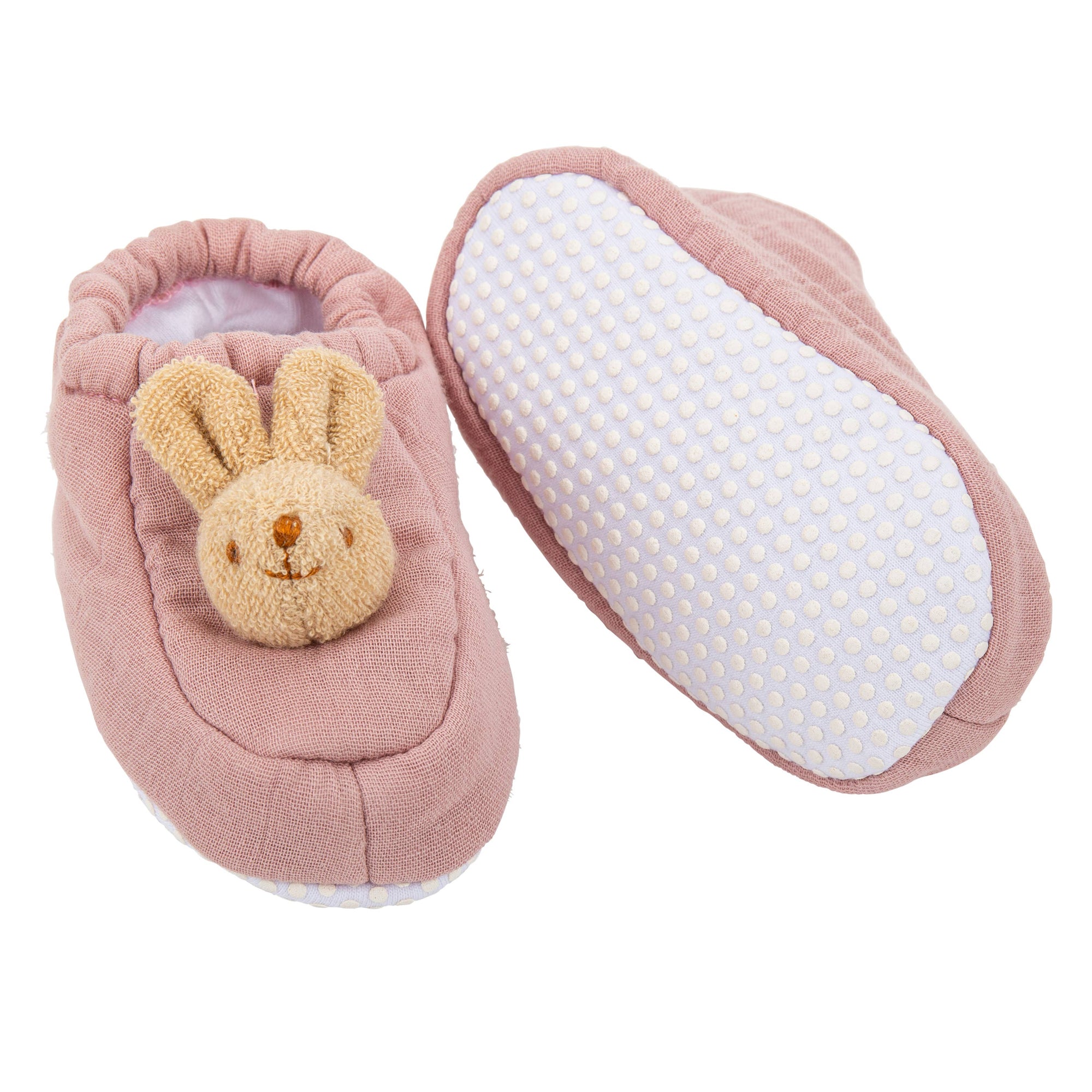 Organic Cotton Rabbit Slippers Old Pink