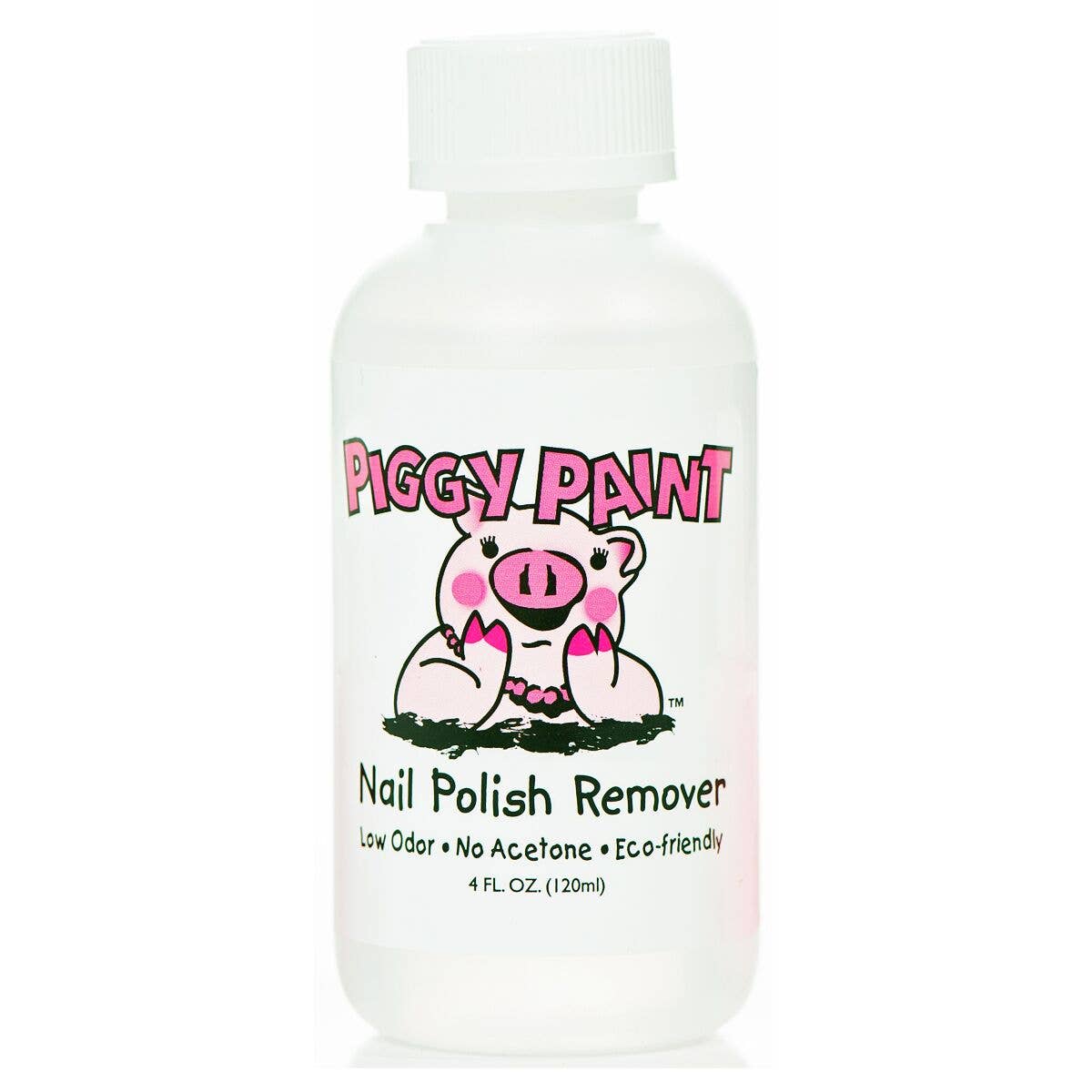 Piggy Paint nail polish remover bottle on a white background