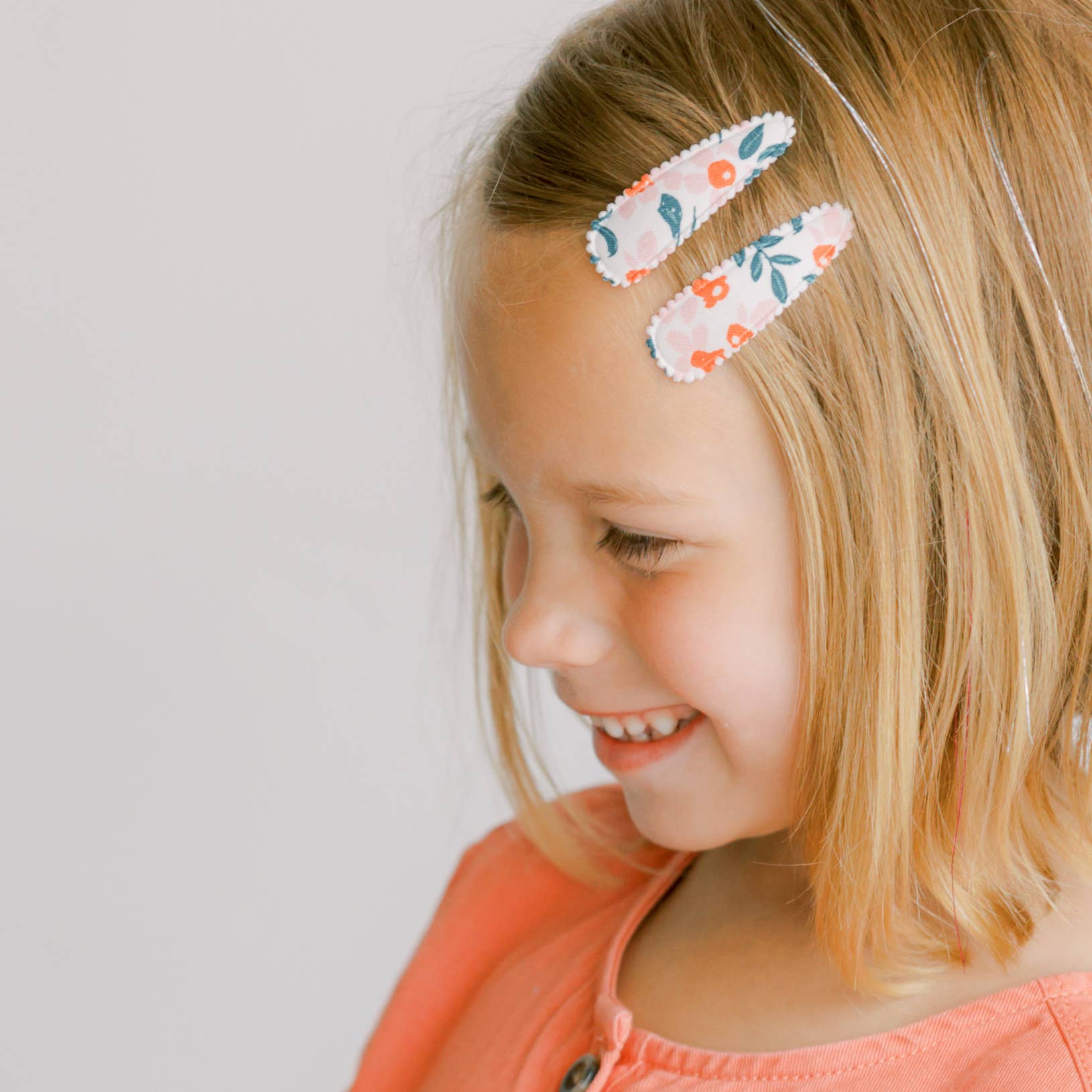 Pink Raised Stitch Fabric Hair Clips