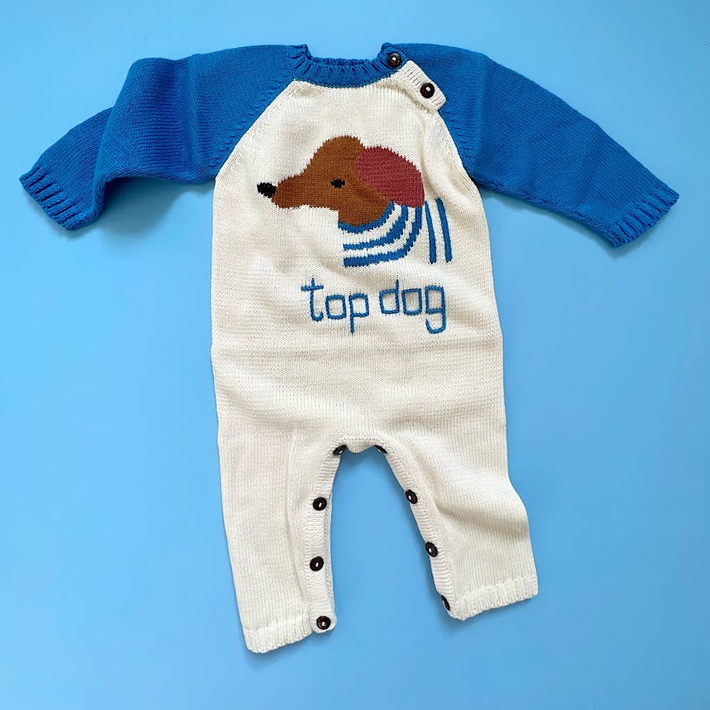 Organic Knit Baby Romper-top dog
