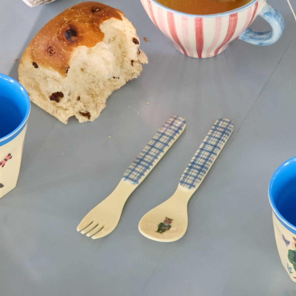 Baby Spoon and Fork - Blue - Nathalie Lété Print