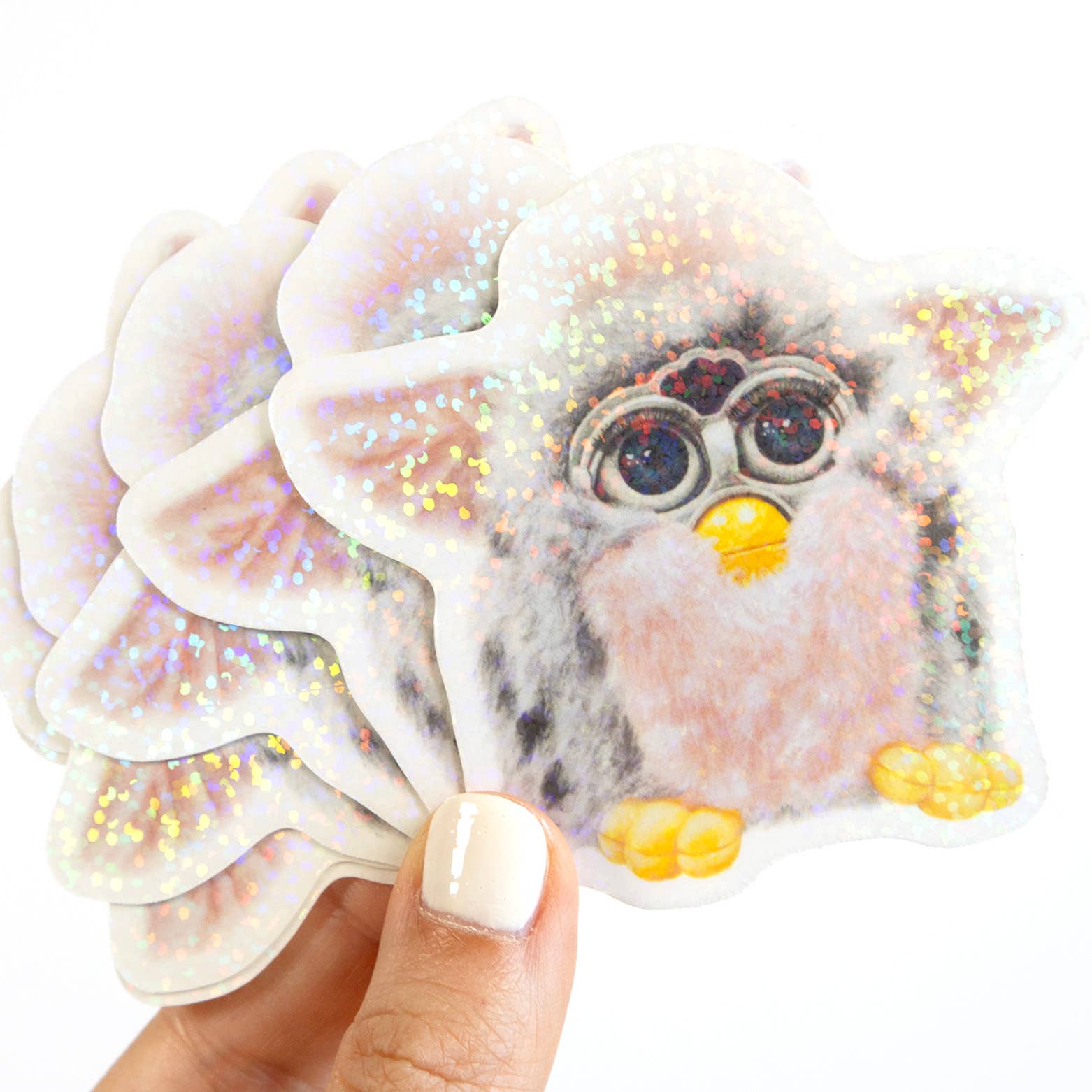 90s Retro Furby Toy Glitter  Vinyl Sticker