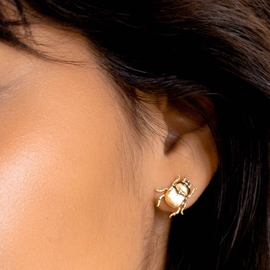 Fortune Beetle Studs - 18K Gold Plated