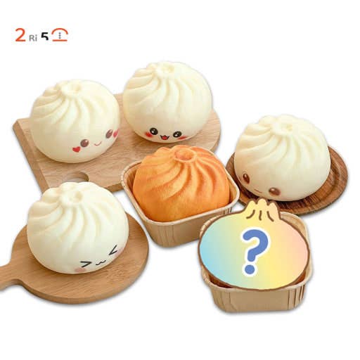 Set of cute animated buns with various expressions on a white background