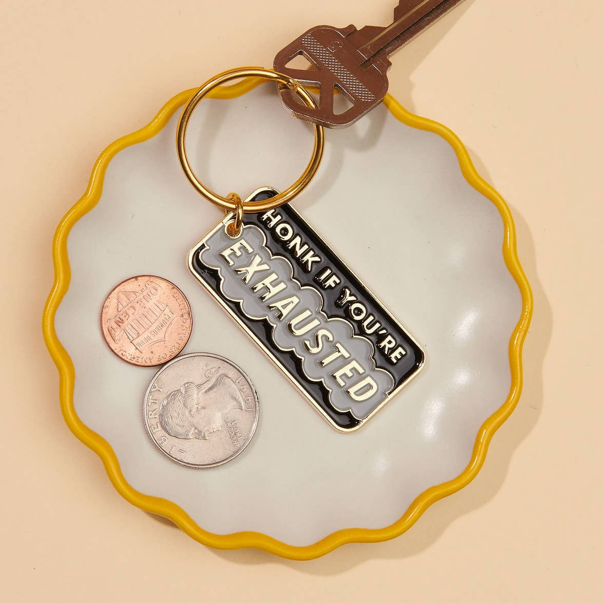 Honk If You’re Exhausted Enamel Keychain