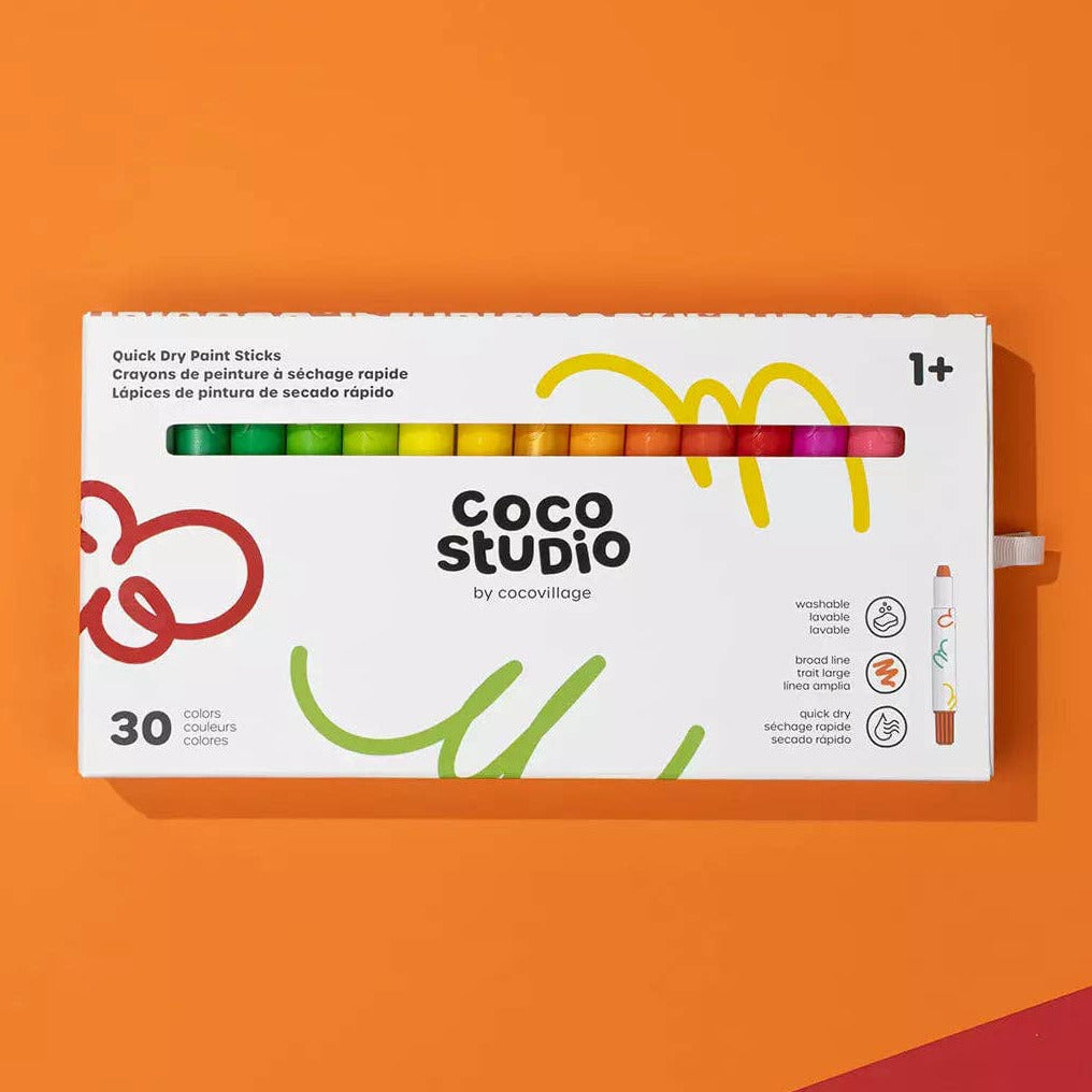 Coco Studio art set packaging on an orange background
