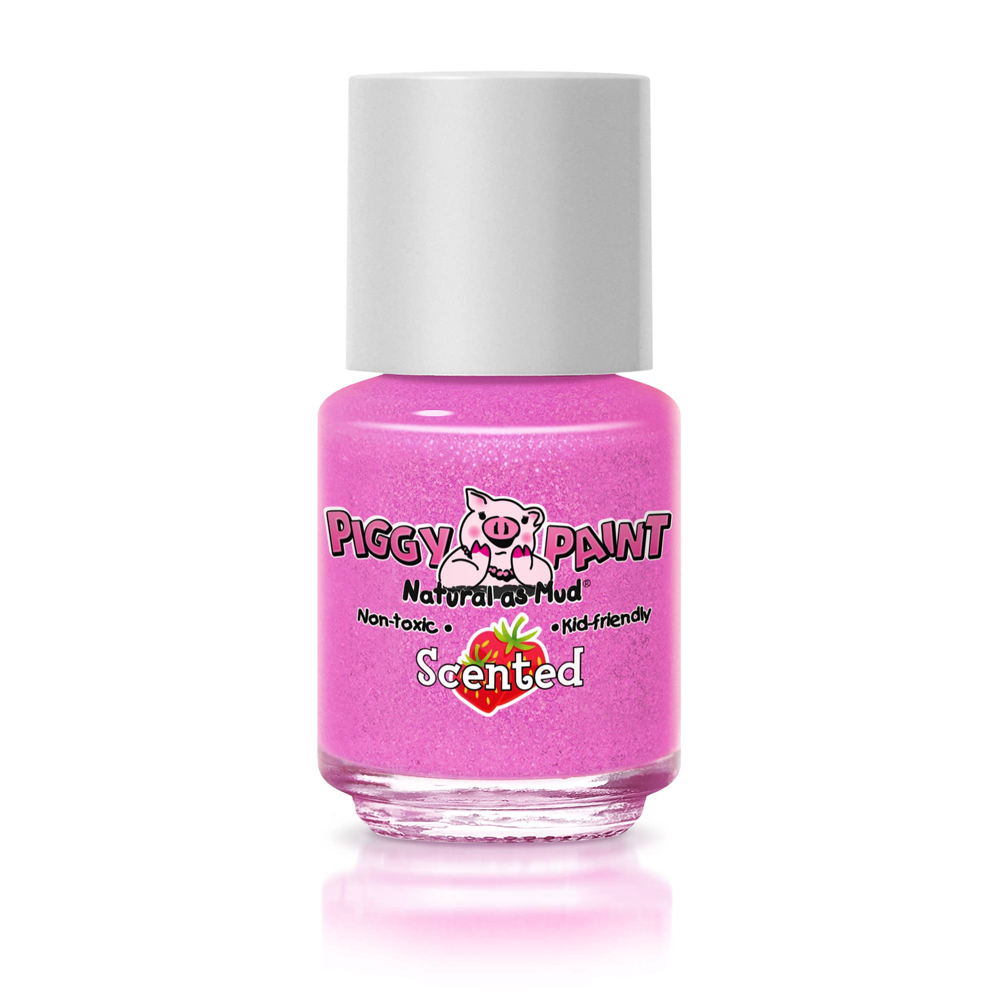 Pink nail polish bottle with 'Piggy Paint' branding on a white background